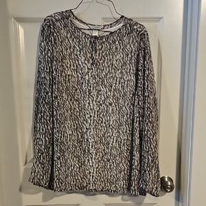 CJ Banks Monochrome Abstract Blouse